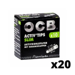 Fournitures Pour Fumeurs -Fournitures Pour Fumeurs 20 boites de 10 filtres activ tips au charbon actif ocb slim 1