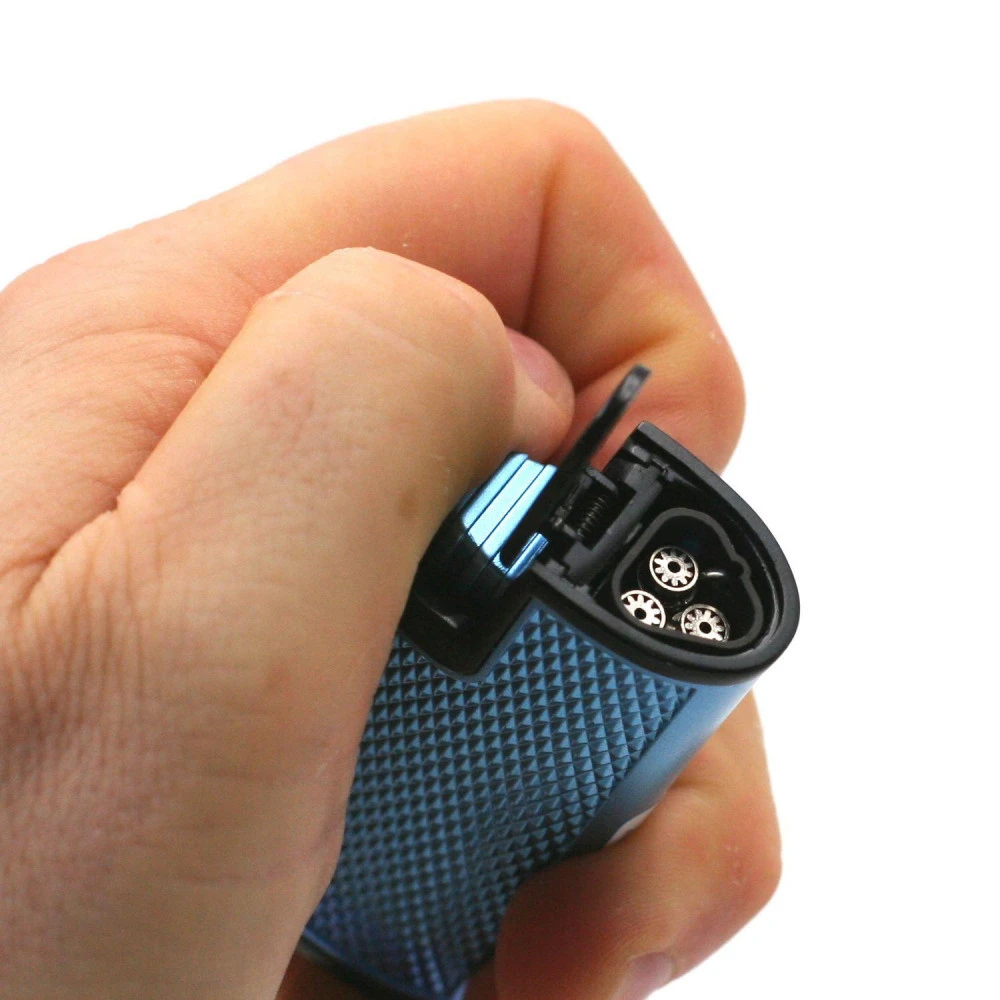 Briquet Turbo Métal Avec Perce Cigare Intégrer - Bleu 4 Briquet Turbo Métal Avec Perce Cigare Intégrer - Bleu – Image 4