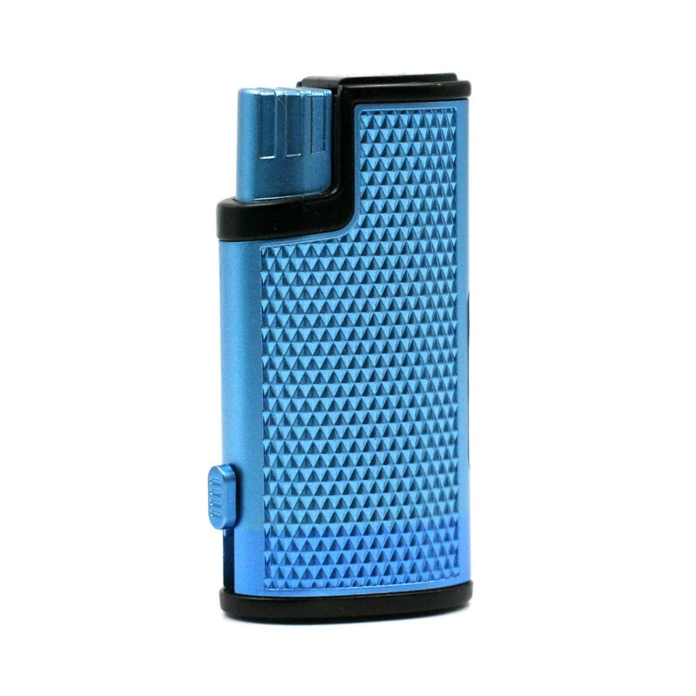 Briquet Turbo Métal Avec Perce Cigare Intégrer - Bleu 1 Briquet Turbo Métal Avec Perce Cigare Intégrer - Bleu