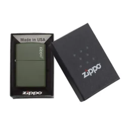 Briquet Zippo Logo - Vert Mat -Fournitures Pour Fumeurs briquet zippo logo vert mat 2