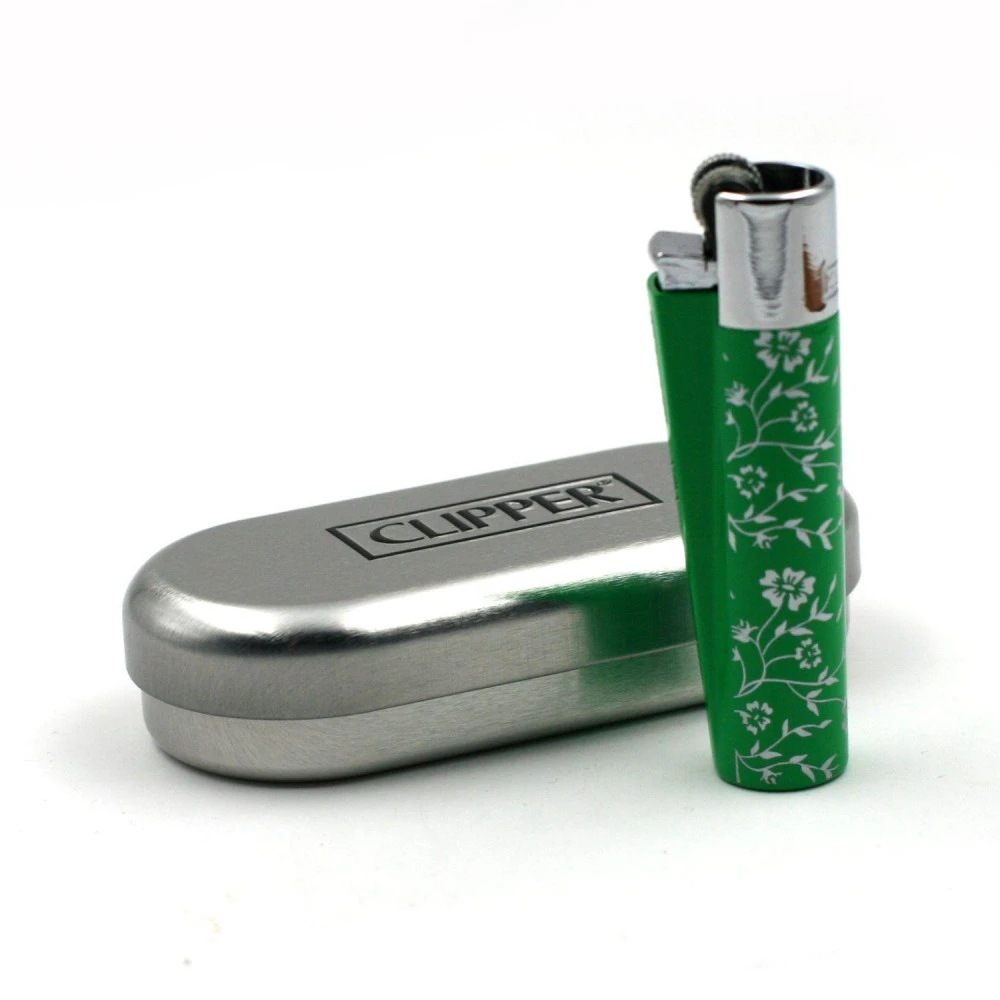 Clipper Métal Avec Etui – Green Pattern 2 Clipper Métal Avec Etui – Green Pattern – Image 2