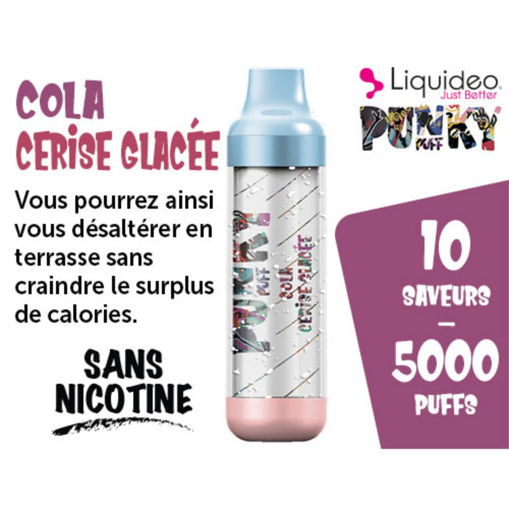 E-Cigarette Jetable 5000 Puffs Punky Puff - Cola Cerise Sans Nicotine Ni Tabac 2 E-Cigarette Jetable 5000 Puffs Punky Puff - Cola Cerise Sans Nicotine Ni Tabac – Image 2